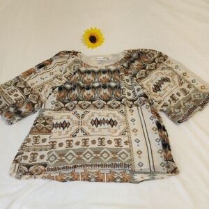 Calvin Klein. Bohemian Patterned Blouse. 100% Polyester